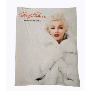 New Marilyn Monroe White Fur Coat Plush Fleece Throw Gift Blanket Movie Star NIP